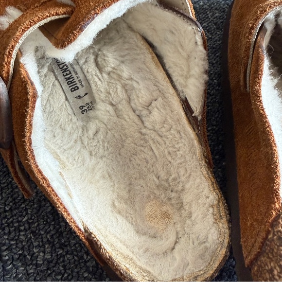 Birkenstock Women’s Boston Shearling-Lined Clogs Tan White Size 39 - Picture 14 of 16